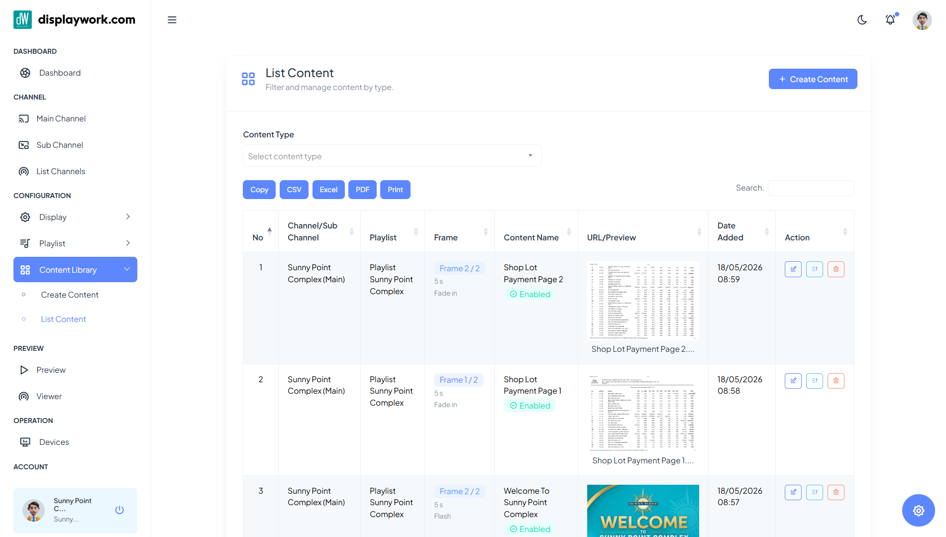 displaywork dashboard — services in one place